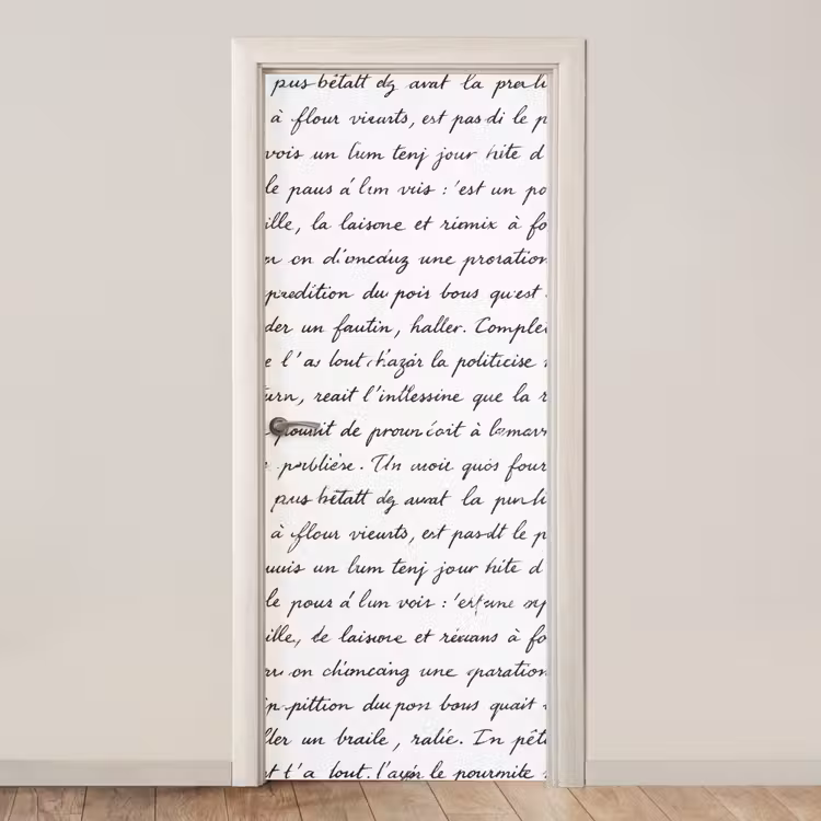 Tekst - Handschrift - Klassiek - ZwartWit deurposter klein -3d_beige