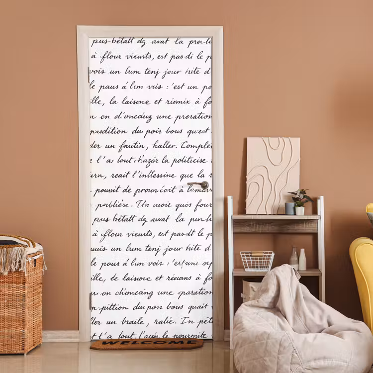 Tekst - Handschrift - Klassiek - ZwartWit deurposter klein -sfeer1