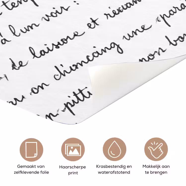 Tekst - Handschrift - Klassiek - ZwartWit deurposter klein -closeup_NL