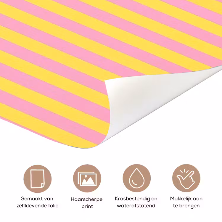 Tekst - Strepen - Roze deurposter klein -closeup_NL