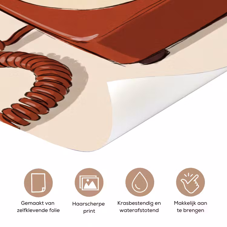 Telefoon - Hand - Vintage - Communicatie - Rood deurposter klein -closeup_NL