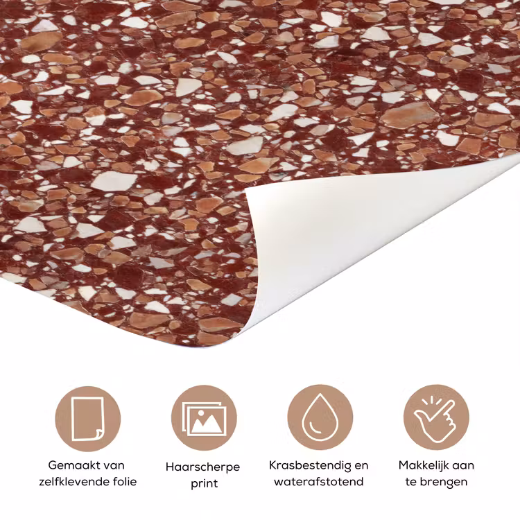 Terrazzo - Patroon - Steentextuur - Roodbruin deurposter klein 289 -closeup_NL