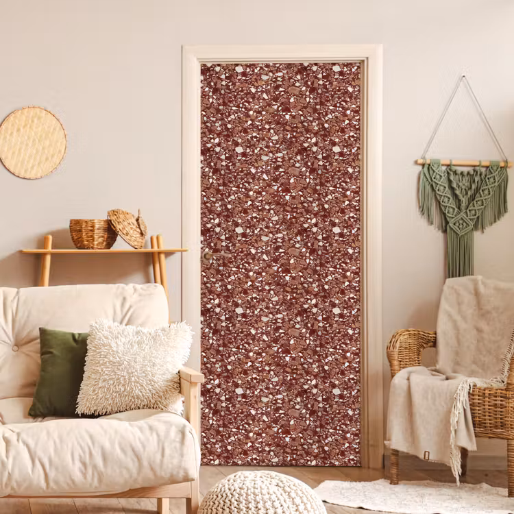 Terrazzo - Patroon - Steentextuur - Roodbruin deurposter klein 289 -sfeer2