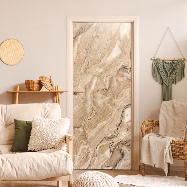 Textuur - Aders - Abstract - Modern - Beige deurposter klein -sfeer2