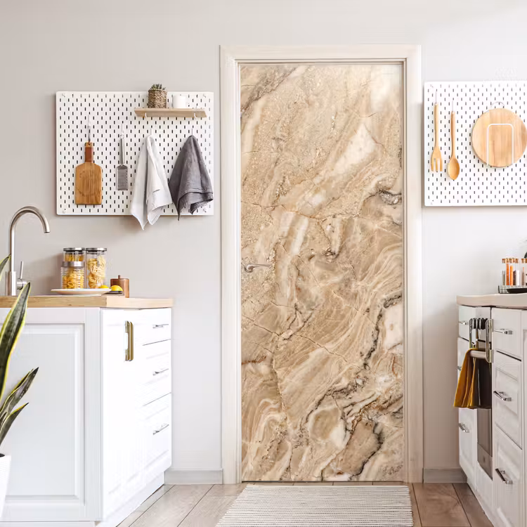 Textuur - Aders - Abstract - Modern - Beige deurposter klein -sfeer5