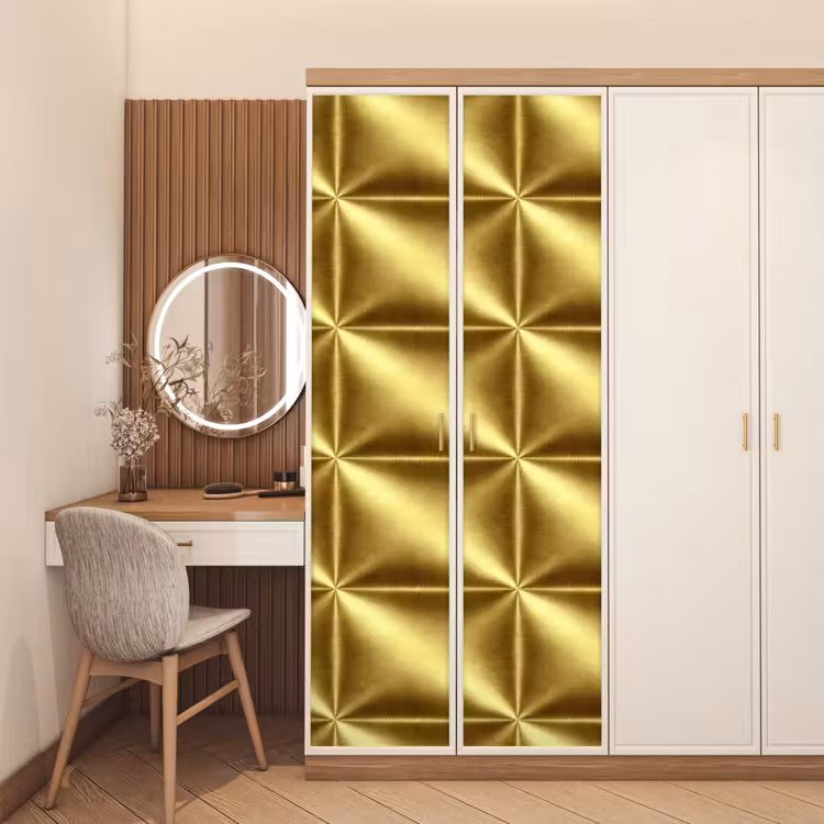 Textuur - Geborsteld Goud - Industrieel - Metallic deurposter klein 289 -sfeer3