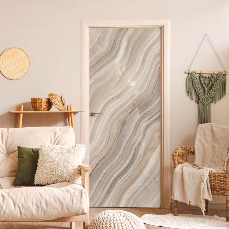 Textuur - Golvend - Abstract - Modern - Beige deurposter klein -sfeer2
