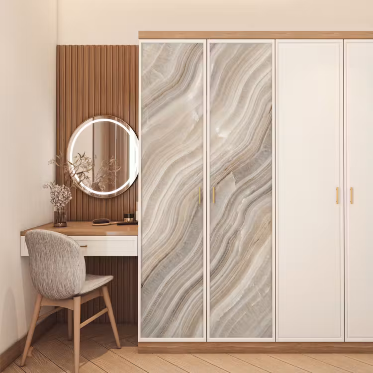 Textuur - Golvend - Abstract - Modern - Beige deurposter klein -sfeer3