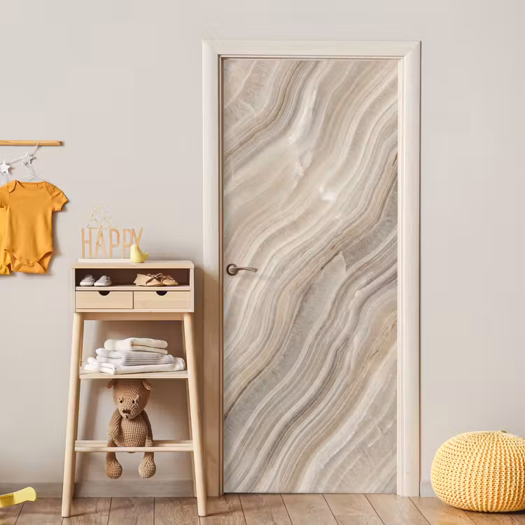 Textuur - Golvend - Abstract - Modern - Beige deurposter klein -sfeer4