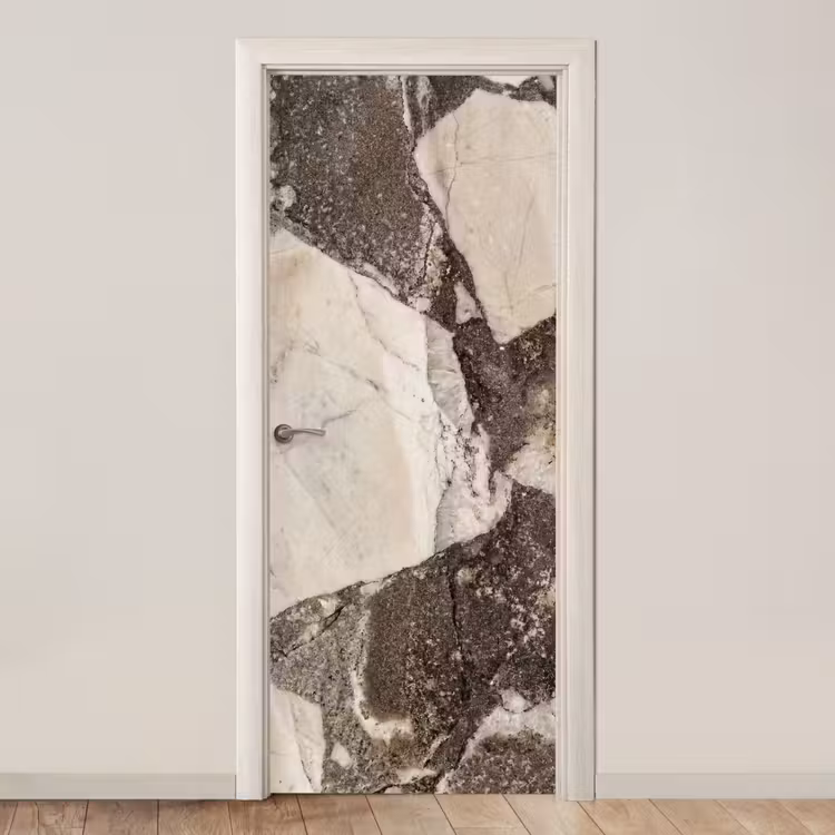 Textuur - Marmer - Abstract - Beige - Bruin deurposter klein -3d_beige