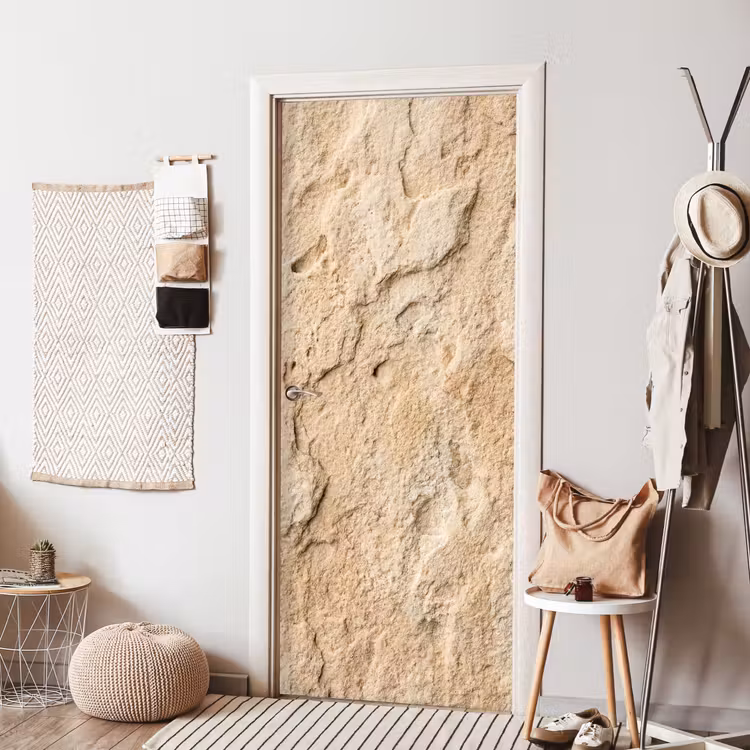 Textuur - Steen - Natuur - Beige deurposter klein -sfeer6