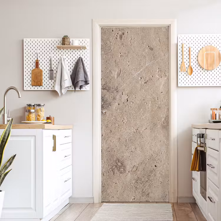 Textuur - Steen - Patroon - Rustiek - Beige deurposter klein -sfeer5