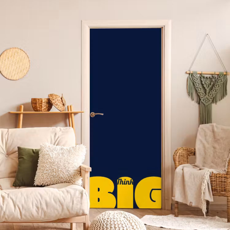 Think big - Blauw - Geel deurposter klein -sfeer2