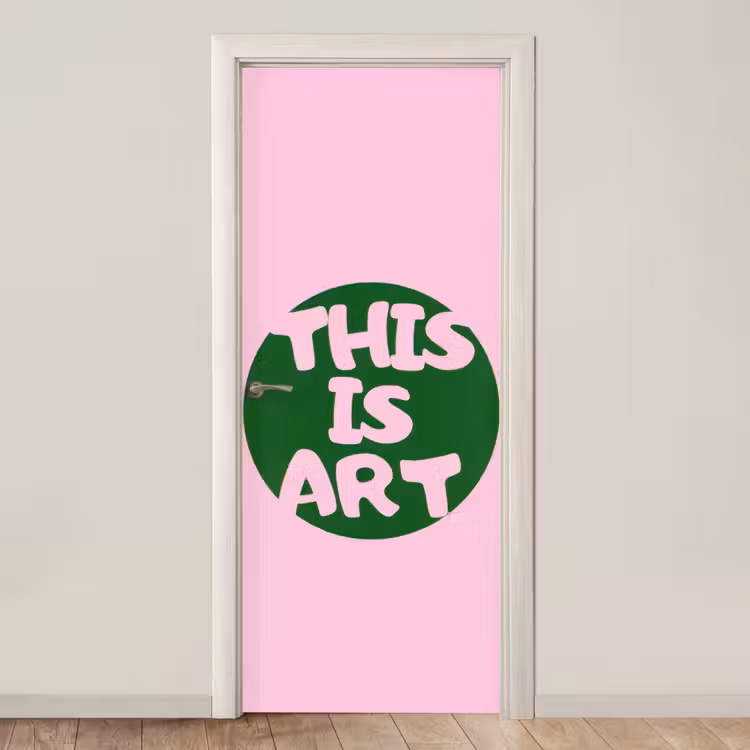 This is art - Tekst - Cirkel - Groen deurposter klein -3d_beige