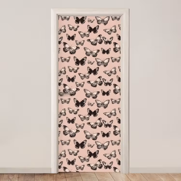 Tijdloos - Vlinders - Perzik deurposter klein 289 -3d_beige