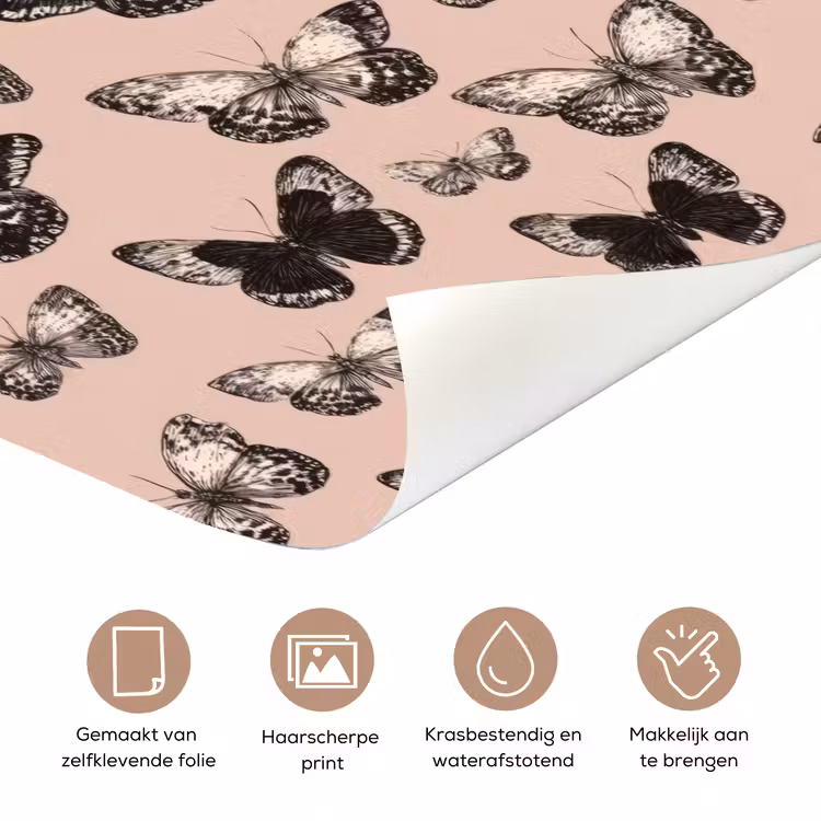 Tijdloos - Vlinders - Perzik deurposter klein 289 -closeup_NL