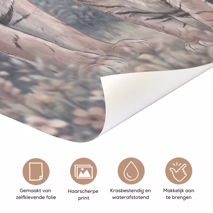 Tijger - Welp - Jungle - Illustratie - Dieren deurposter klein -closeup_NL