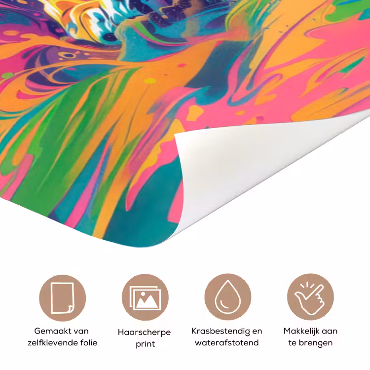 Tijger - Wilde dieren - Kleurrijk - Verflook deurposter klein -closeup_NL