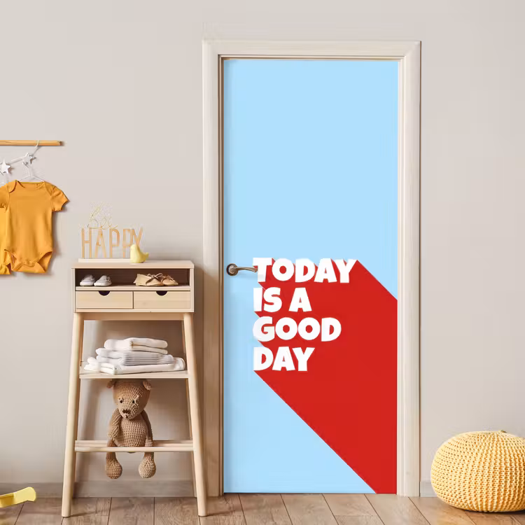 Today is a good day - Rood - lichtblauw deurposter klein -sfeer4