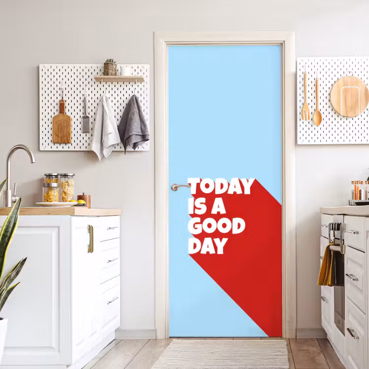 Today is a good day - Rood - lichtblauw deurposter klein -sfeer5