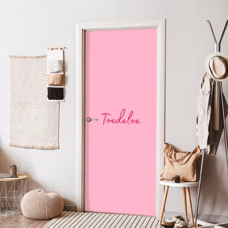 Toedeloe - Roze - Minimalistisch deurposter klein -sfeer6