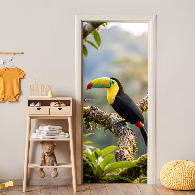 Toekan - Jungle - Natuur - Kleurrijk deurposter klein -sfeer4