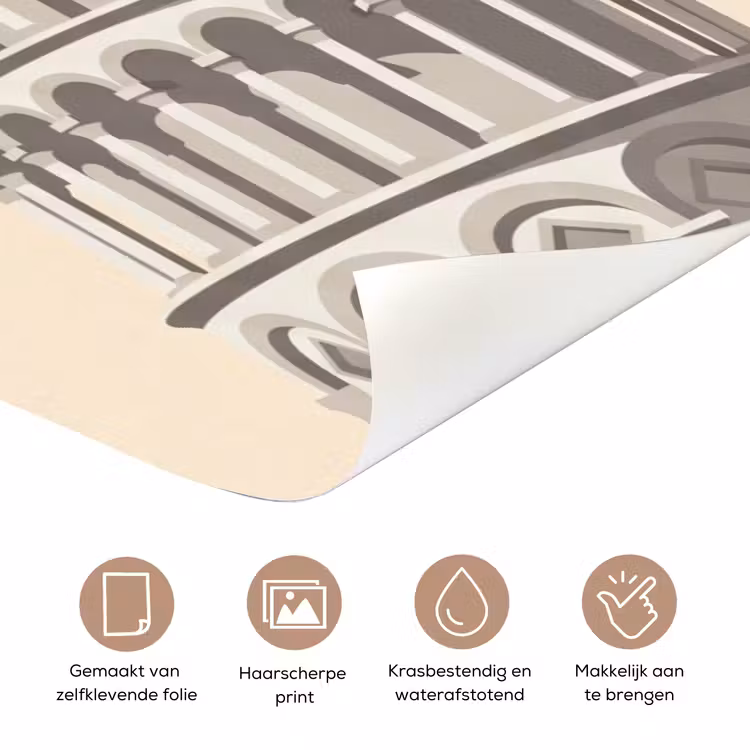 Toren - Pisa - Architectuur - Minimalistisch - Beige deurposter klein -closeup_NL
