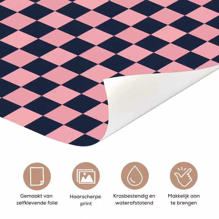 Traditioneel - Patroon - Blauw - Roze deurposter klein 289 -closeup_NL