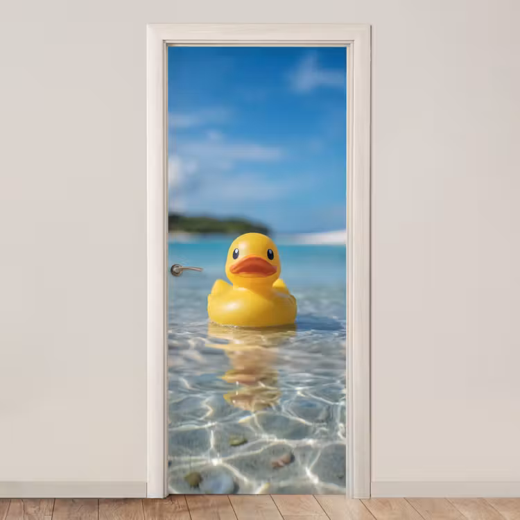 Tropisch - Badeend - geel deurposter klein -3d_beige