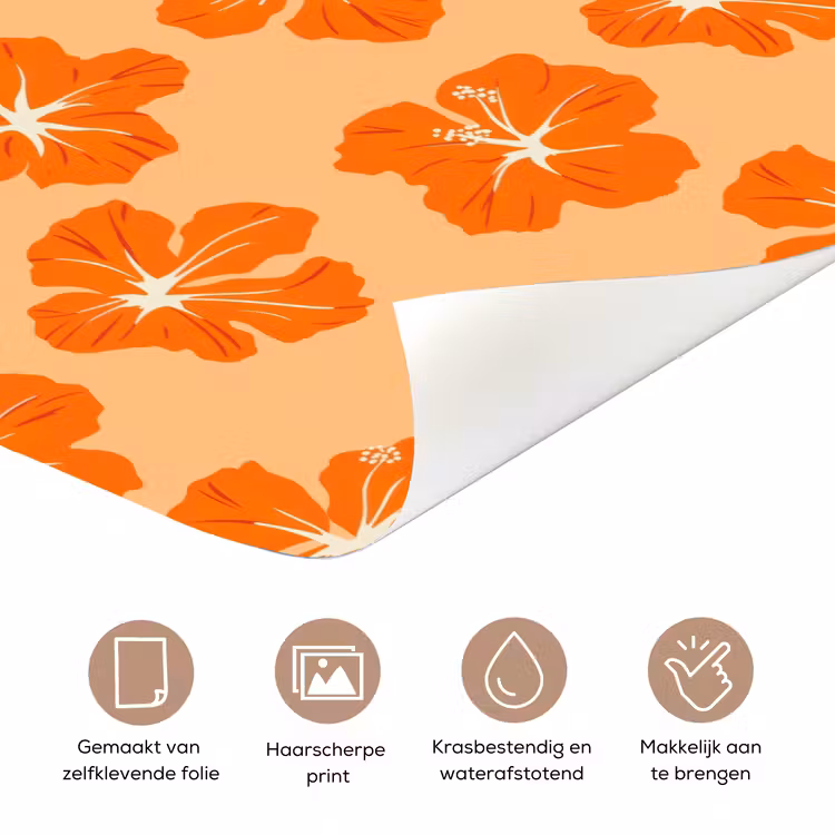 Tropisch - Hibiscus - Oranje deurposter klein 289 -closeup_NL