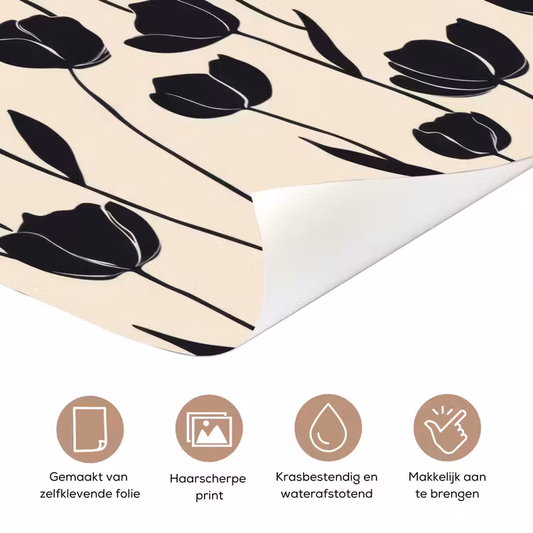 Tulpen - Patroon - Zwart deurposter klein 289 -closeup_NL