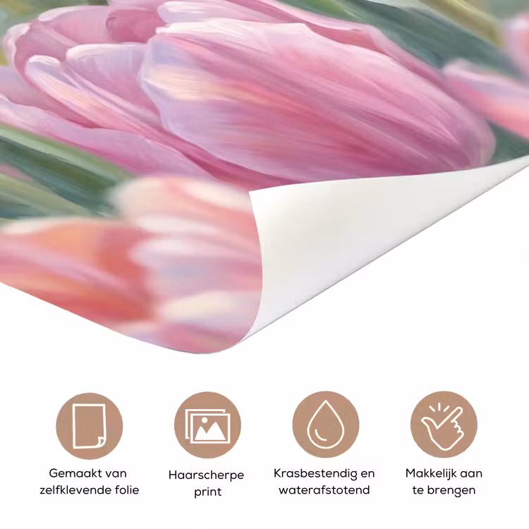 Tulpen - Veld - Lente - Roze deurposter klein -closeup_NL