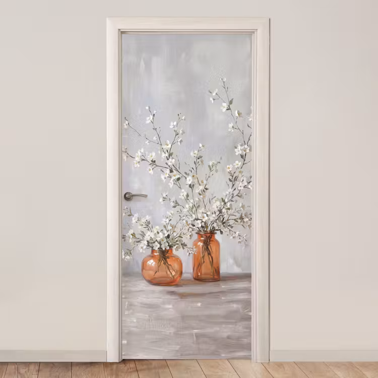 Vazen - Bloemen - Oranje deurposter klein -3d_beige