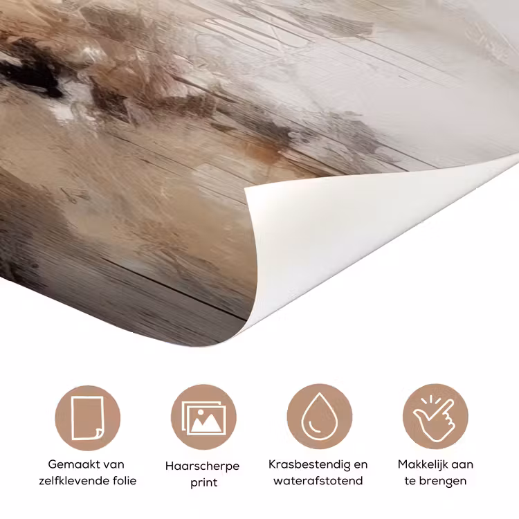 Verf - Abstract - Beige - Kunst deurposter klein -closeup_NL