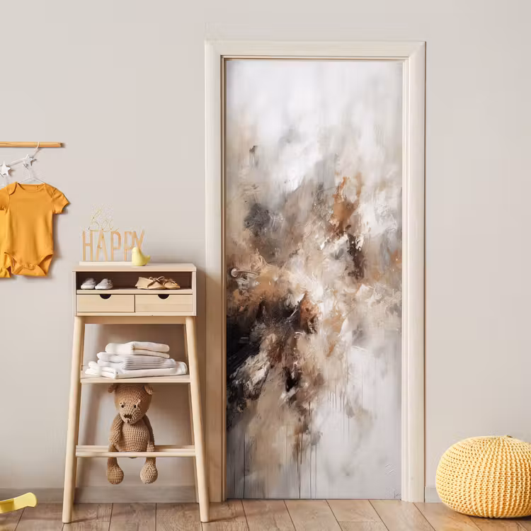 Verf - Abstract - Beige - Kunst deurposter klein -sfeer4