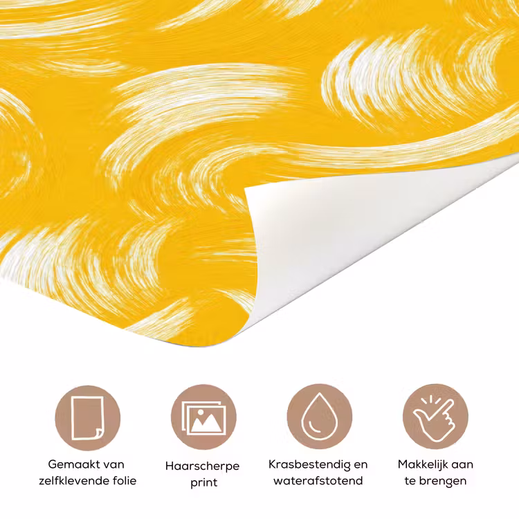 Verfstreken - Abstract - Dynamisch - Geel deurposter klein 289 -closeup_NL