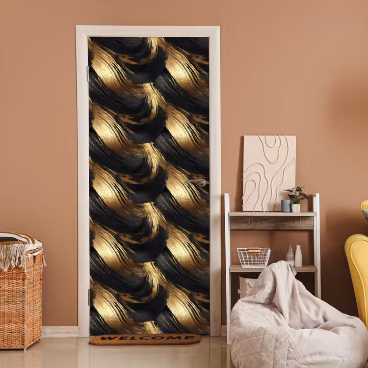 Verfstreken - Abstract - Goud - Zwart deurposter klein 289 -sfeer1