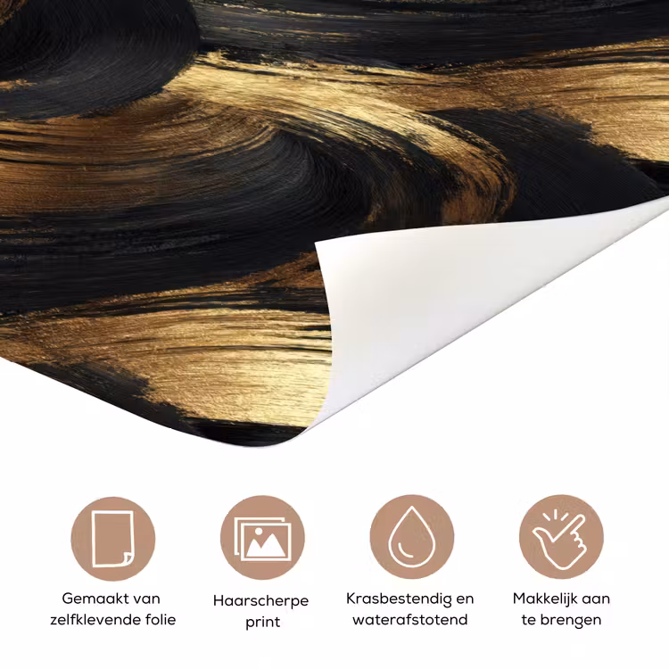 Verfstreken - Abstract - Goud - Zwart deurposter klein 289 -closeup_NL
