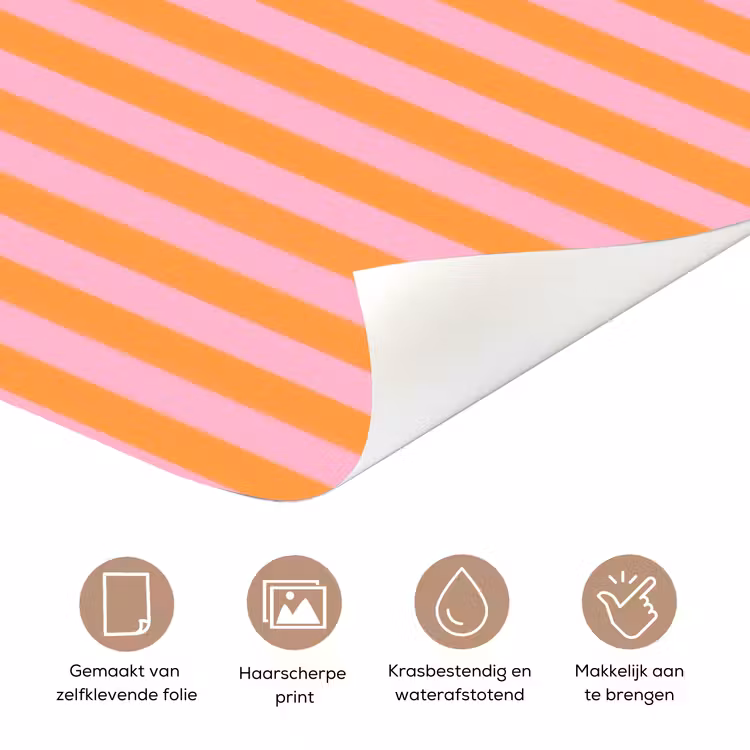 Verticaal - Strepen - Oranje - Ciao bella deurposter klein -closeup_NL