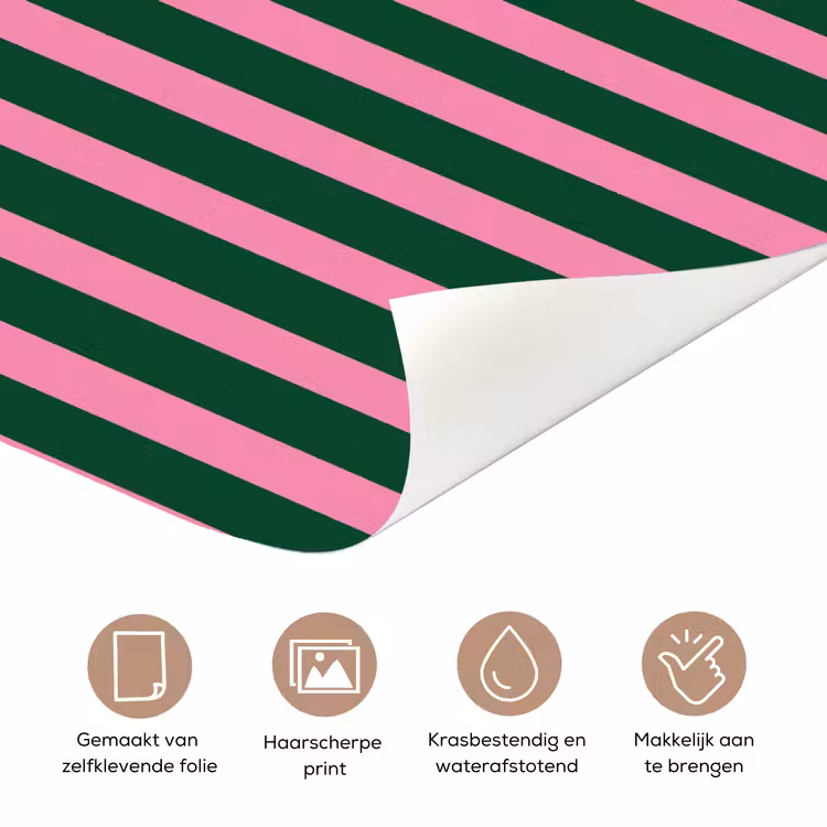 Verticale strepen - Groen - Roze deurposter klein 289 -closeup_NL