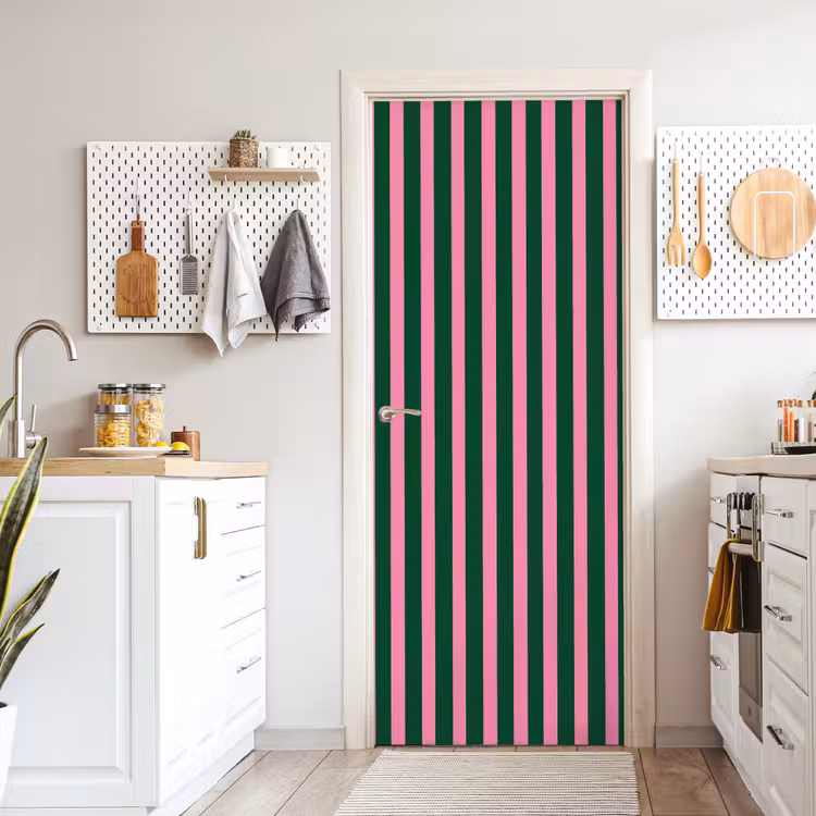 Verticale strepen - Groen - Roze deurposter klein 289 -sfeer5