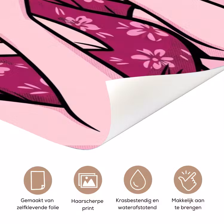 Vintage - Vrouw - Roze deurposter klein -closeup_NL