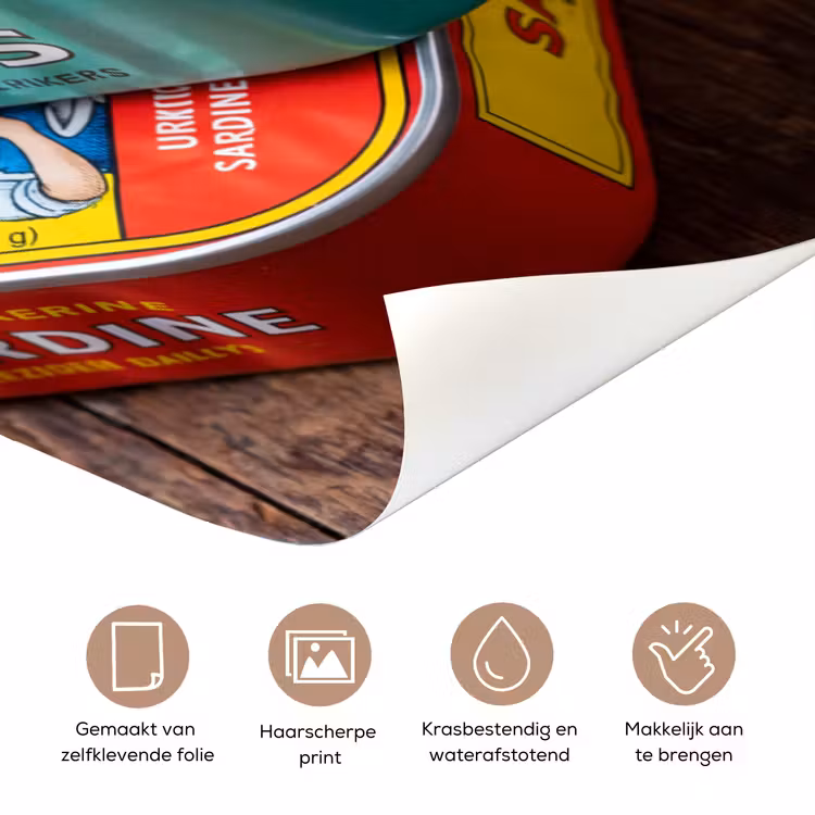 Deursticker - Vis - Blikjes - Keuken - Vis - Blikjes - Keuken deurposter klein
