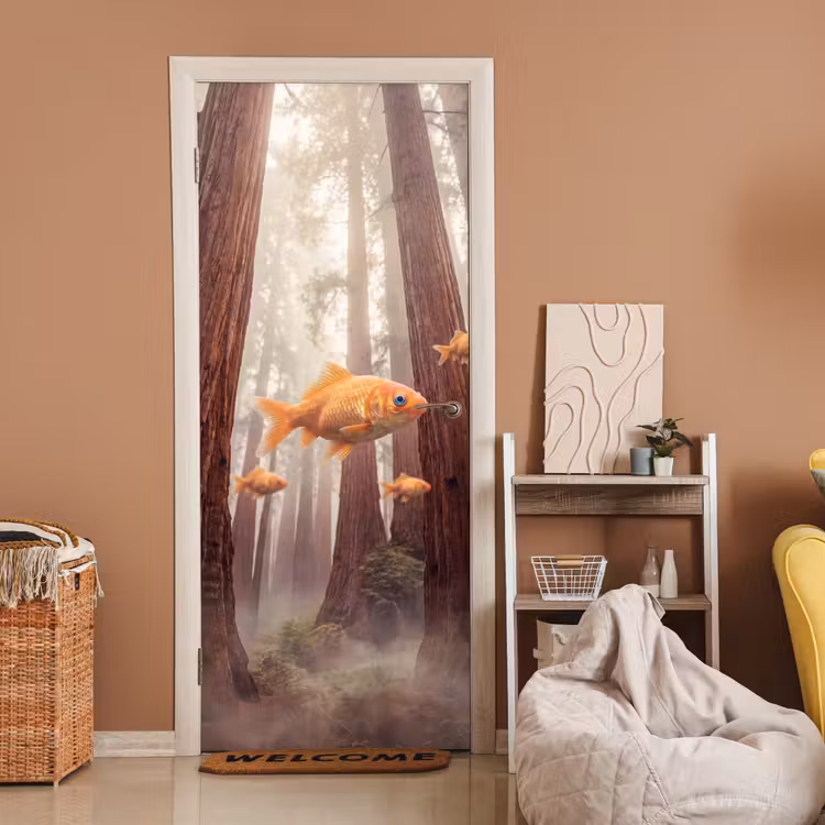 Deursticker - Vis - Bos - Fantasie - Vis - Bos - Fantasie deurposter klein