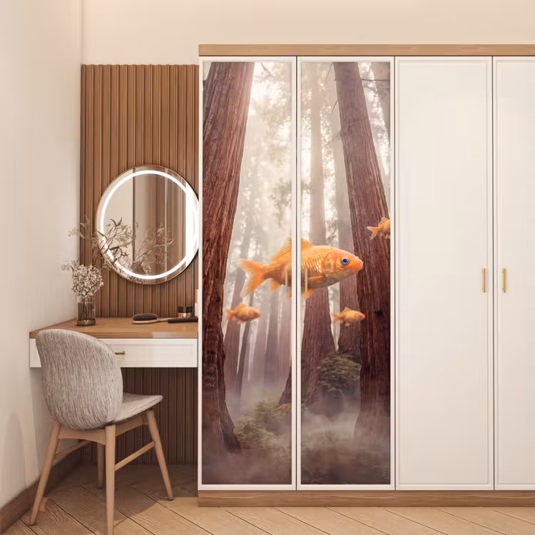Deursticker - Vis - Bos - Fantasie - Vis - Bos - Fantasie deurposter klein