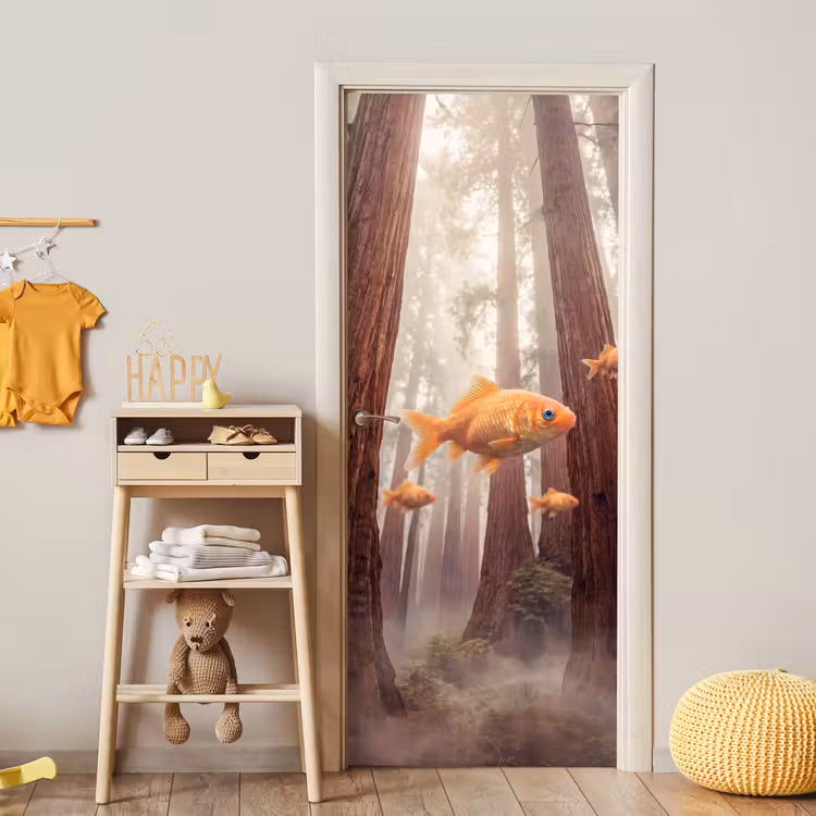 Deursticker - Vis - Bos - Fantasie - Vis - Bos - Fantasie deurposter klein