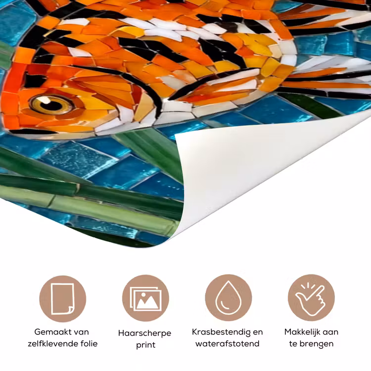 Vis - Mozaïek - Onderwater - Kleurrijk - Dieren deurposter klein -closeup_NL