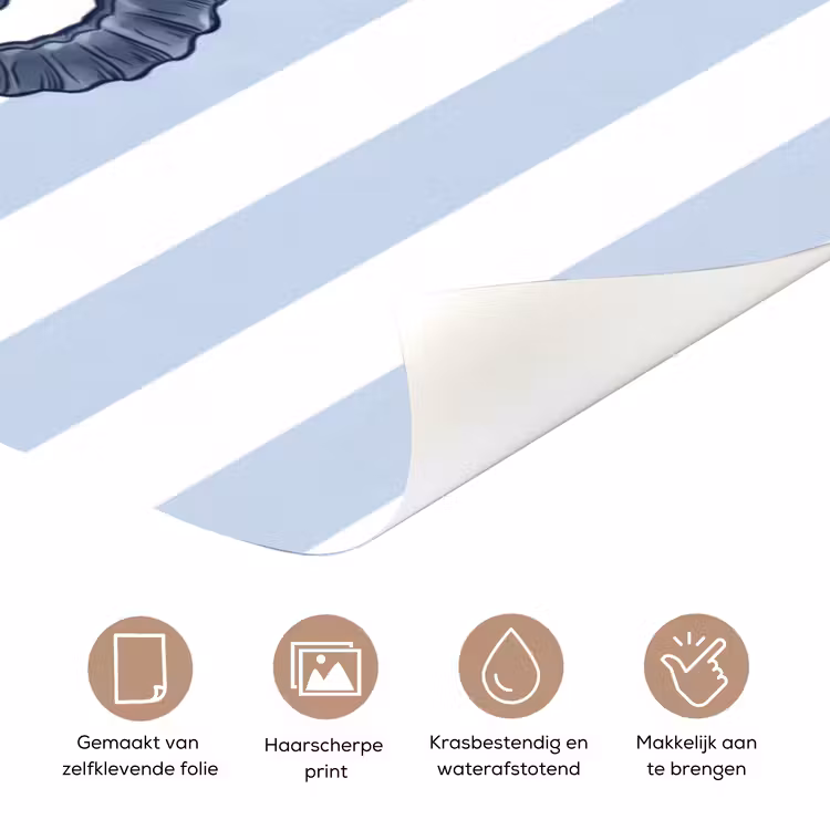 Vis - Oceaan - Illustratie - Blauw - Strepen deurposter klein -closeup_NL