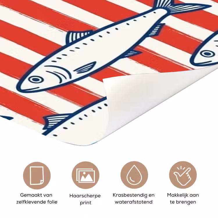 Vis - Patroon - Strepen - Illustratie - Rood deurposter klein -closeup_NL