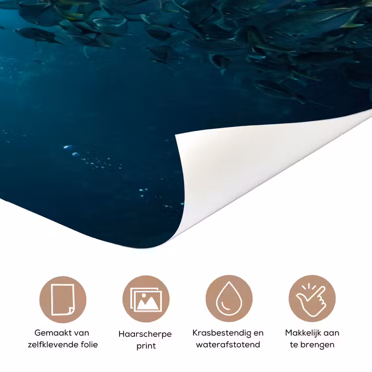 Vis - School - Oceaan - Natuur - Blauw deurposter klein -closeup_NL